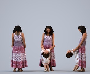 00382_Susila009 Asian woman and child bonding at home in casual summer clothing