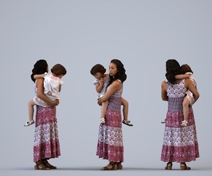 00382_Susila003 Adult Asian woman bonding with child at home in summer clothing