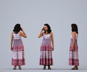 00382_Susila005 Adult Asian woman calling on smartphone in casual summer attire