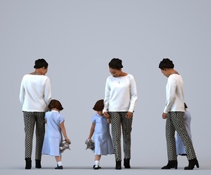 00383_Susila011 Adult Asian woman bonding with child while walking in public space