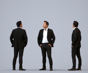 00384_Mansur003 Adult Asian man waiting in office wearing transitional seasonal business attire