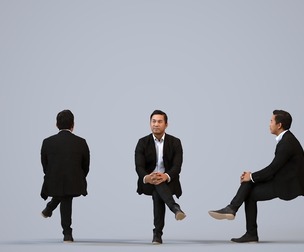 00384_Mansur009 Adult Asian male relaxing in office wearing transitional seasonal business attire