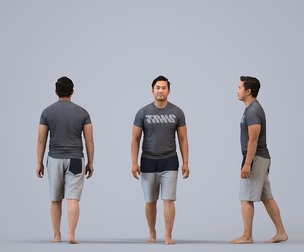 00386_Mansur003 Adult Asian man walking outdoors exercising in summer sportswear