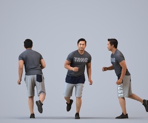 00386_Mansur006 Adult Asian male running outdoors in summer athletic wear