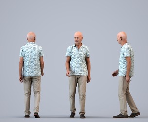 00389_James005 Senior Caucasian man walking through public space in casual summer attire