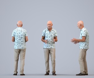 00389_James007 Senior Caucasian man talking in public space wearing summer casual attire