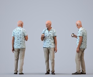00389_James006 Senior Caucasian man waiting in public space with coffee