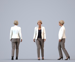 00390_Julie006 Senior Caucasian woman walking through office in transitional seasonal business