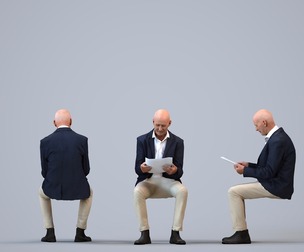 00391_James010 Senior Caucasian man reading in office wearing transitional seasonal business attire