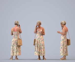00392_Julie007 Senior Caucasian woman calling with smartphone in public summer setting