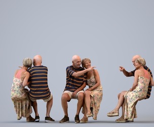 00392_Julie017 Senior Caucasian couple sitting together bonding in public summer setting