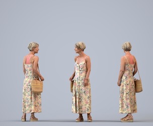 00392_Julie005 Senior Caucasian woman waiting in public space with bag