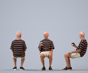 00393_James009 Senior Caucasian man relaxing at home with coffee in summer casual attire