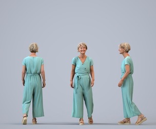 00394_Julie009 Senior Caucasian woman walking through public space in casual summer attire