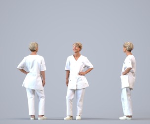 00395_Julie003 Senior Caucasian woman standing and waiting in casual summer attire