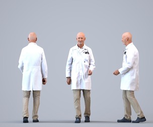 00396_James006 Senior Caucasian man walking in medical scrubs, transitional seasonal clothing