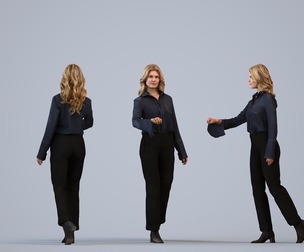00398_Mila010 Adult Caucasian woman walking through office in autumn or spring business attire