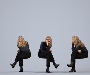 00398_Mila011 Adult Caucasian woman waiting in office wearing transitional seasonal business attire