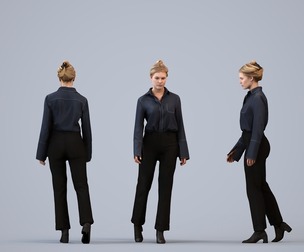 00398_Mila027 Adult Caucasian woman walking through office in autumn spring business attire