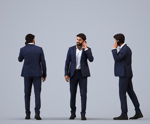 00399_Simon007 Adult Middle Eastern man making phone call in professional office setting