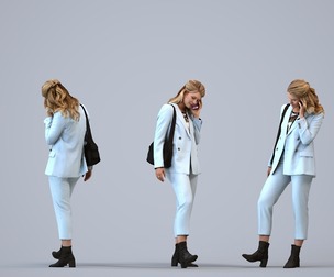00400_Mila004 Adult Caucasian woman walking, calling with smartphone in business office