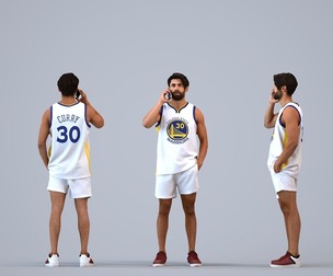 00403_Simon007 Adult Middle Eastern man calling outdoors in summer sportswear with smartphone