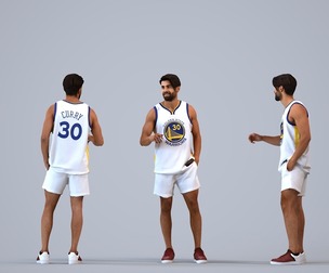 00403_Simon005 Adult Middle Eastern man standing in basketball attire for summer sports facility