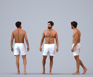 00403_Simon011 Adult Middle Eastern man walking outdoors exercising in summer attire