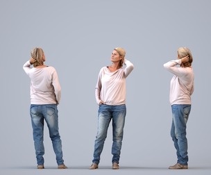 00406_Noelle007 Adult Caucasian woman standing in casual transitional seasonal clothing for public