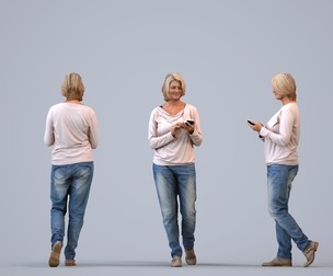 00406_Noelle004 Adult Caucasian woman walking in public space with smartphone, autumn attire