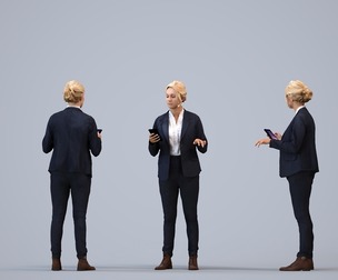 00407_Jane005 Adult Caucasian woman standing in office wearing autumn business attire, holding