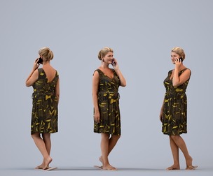 00410_Noelle007 Adult Caucasian woman making phone call in public summer attire