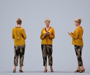 00412_Noelle005 Adult Caucasian woman standing with smartphone in autumn or spring attire