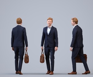 00416_Wim006 Adult Caucasian man walking through office in autumn or spring business attire with bag