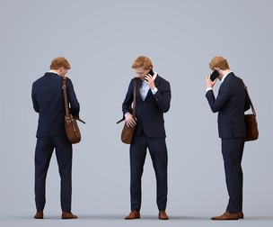 00416_Wim004 Adult Caucasian man making phone call in office wearing autumn attire