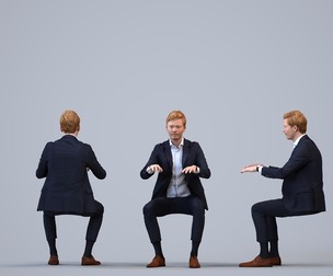00416_Wim014 Adult Caucasian male sitting in office wearing transitional seasonal business attire