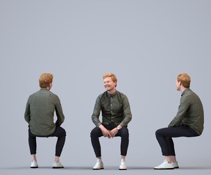 00418_Wim010 Adult Caucasian male relaxing at home in transitional seasonal clothing