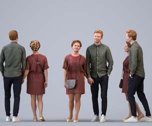 00419_Christine003 Adult Caucasian adults walking together in public summer casual attire