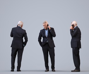 00424_Enzo005 Senior Caucasian man making phone call in office wearing transitional attire