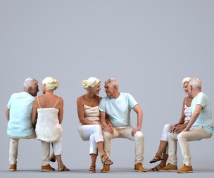 00426_Enzo012 Senior Caucasian couple sitting together bonding at home in summer casual wear