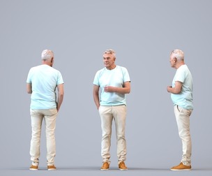 00426_Enzo003 Senior Caucasian man relaxing in public space wearing casual summer clothing