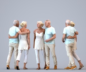 00426_Enzo013 Senior Caucasian couple walking together in public wearing casual summer clothing
