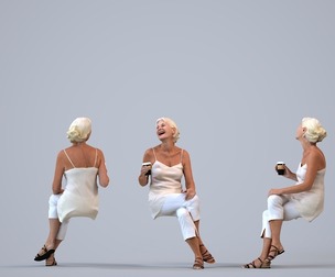 00427_Vakil012 Senior Caucasian woman relaxing at home with coffee in summer casual wear