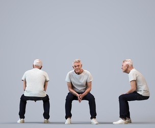 00428_Enzo012b Senior Caucasian man sitting relaxed in casual summer clothing