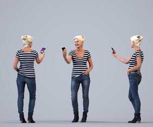 00429_Vakil005 Senior Caucasian woman standing with smartphone in autumn or spring attire