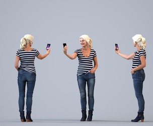 00429_Vakil014 Senior Caucasian woman taking photo with smartphone in transitional seasonal clothing