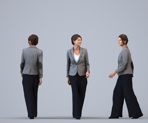 00442_Zoe004 Adult Caucasian woman walking through office in autumn or spring business attire