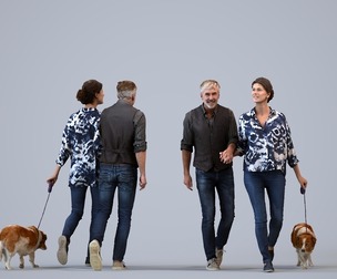 00443_Adler012 Adult Caucasian couple walking together in public wearing transitional seasonal