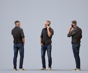 00443_Adler005 Adult Caucasian man calling on smartphone in transitional seasonal clothing
