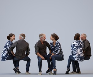 00443_Adler020 Adult Caucasian couple sitting together in public wearing transitional seasonal